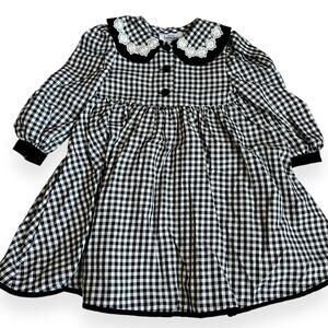 Bonnie Jean Black & White Gingham Dress